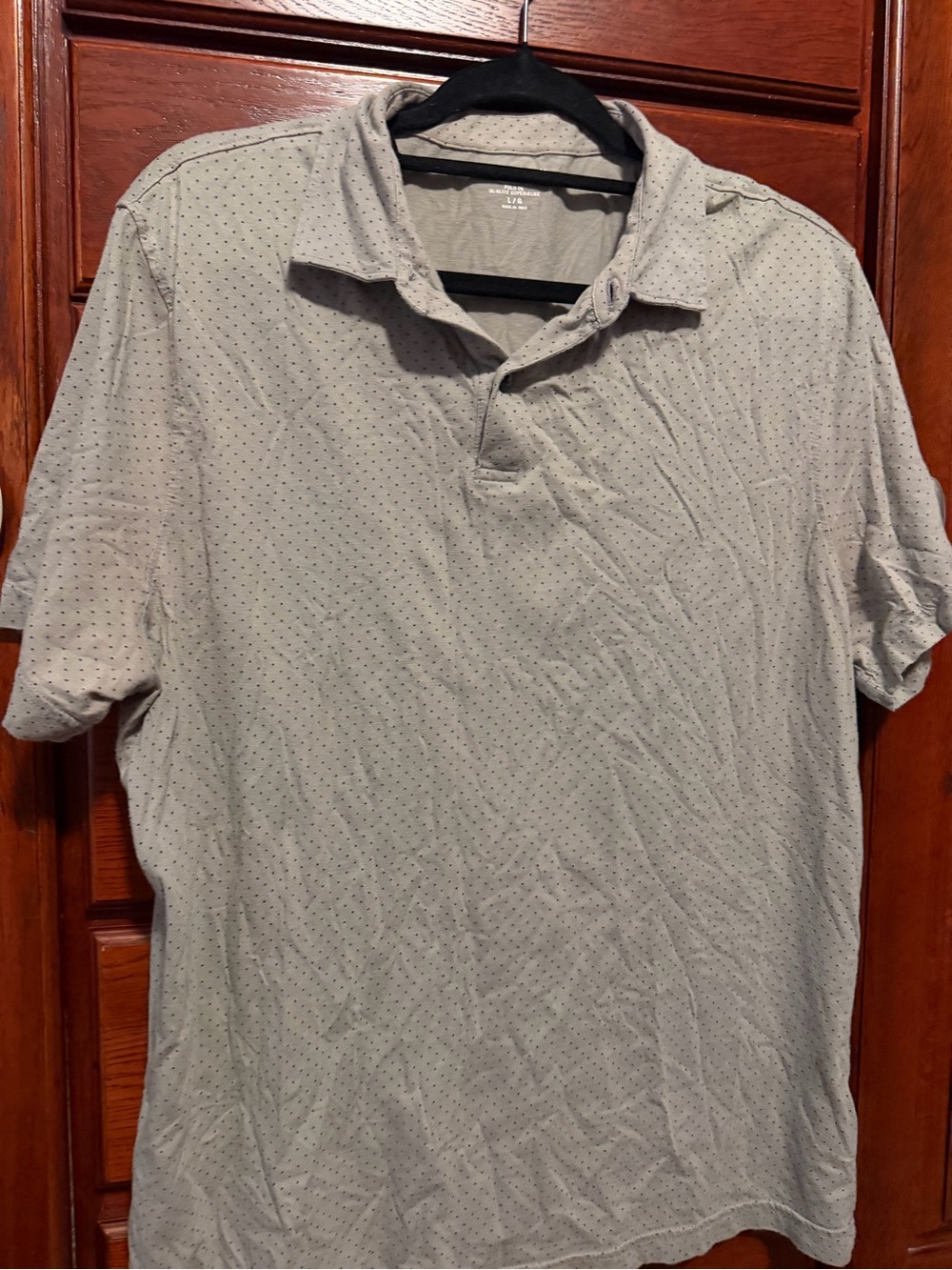 Banana Republic Light Gray Polo with Microdot Pattern